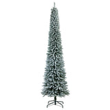 10' Flocked Pencil Artificial Christmas Tree | Slim Design & 700 Lights - Ed's Plant Shop