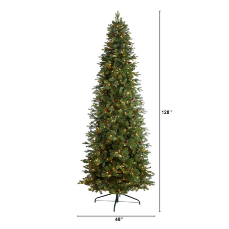 10’ Fraser Fir Artificial Christmas Tree with 780 Multicolor LED Lights and 2327 Bendable Branches - Ed's Plant Shop