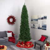 10’ Slim Green Mountain Pine Artificial Christmas Tree with 800 Clear LED Lights - Ed's Plant Shop