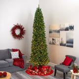 10’ Slim Green Mountain Pine Artificial Christmas Tree with 800 Clear LED Lights - Ed's Plant Shop