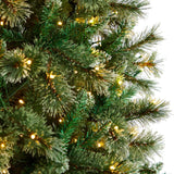 10’ Slim Snow Tip Pine Artificial Christmas Tree with 1,050 Clear LED Lights - Ed's Plant Shop