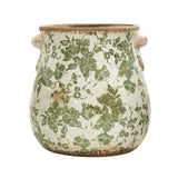 10” Tuscan Ceramic Green Scroll Planter with Handles | Rustic Farmhouse Vase - Ed's Plant Shop