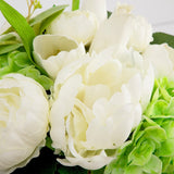 12" Artificial Peony, Hydrangea, and Tulip Arrangement in Glass Vase - Ed's Plant Shop