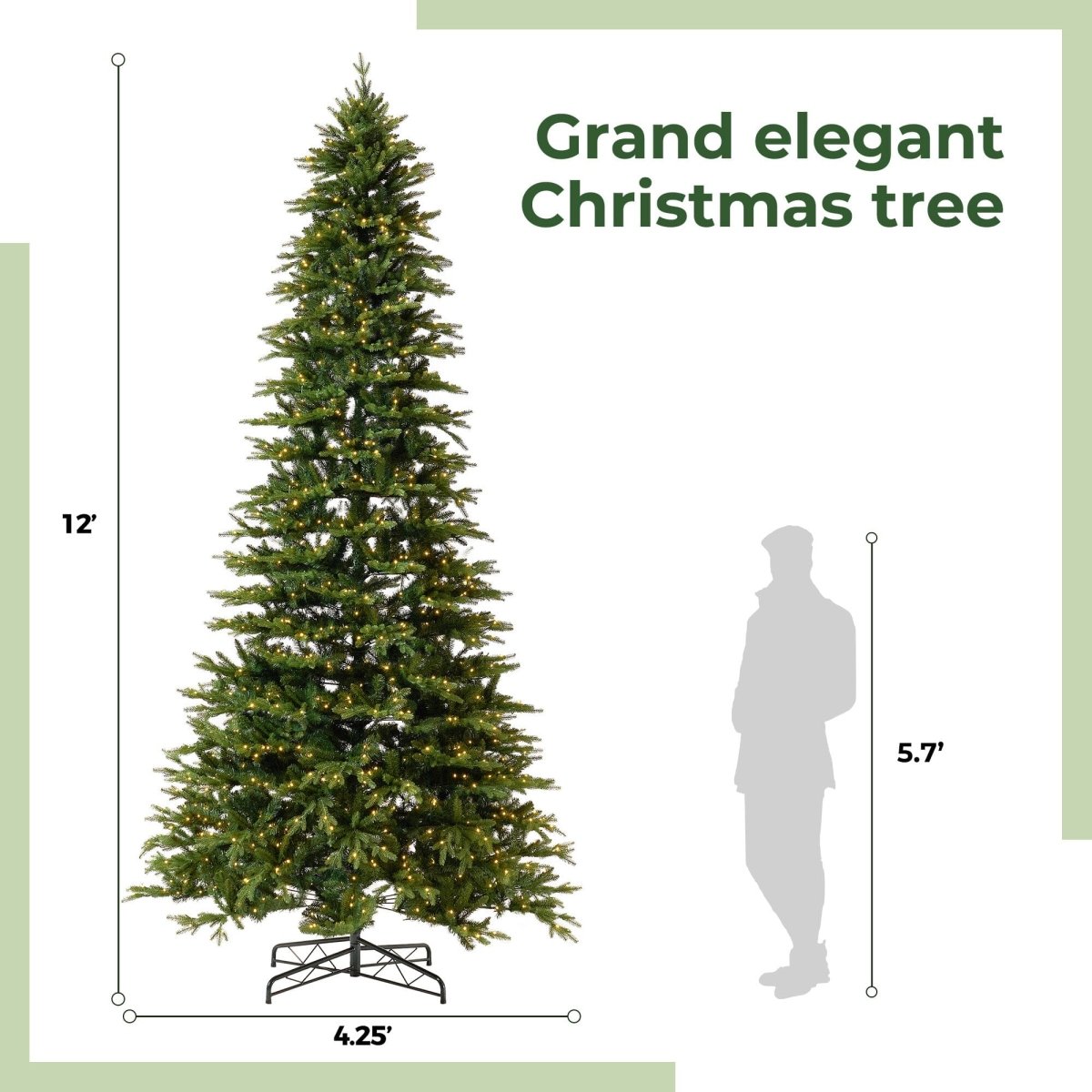 12' Belgium Fir Artificial Christmas Tree with 1500 LED Lights & 4962 Branches - Ed's Plant Shop