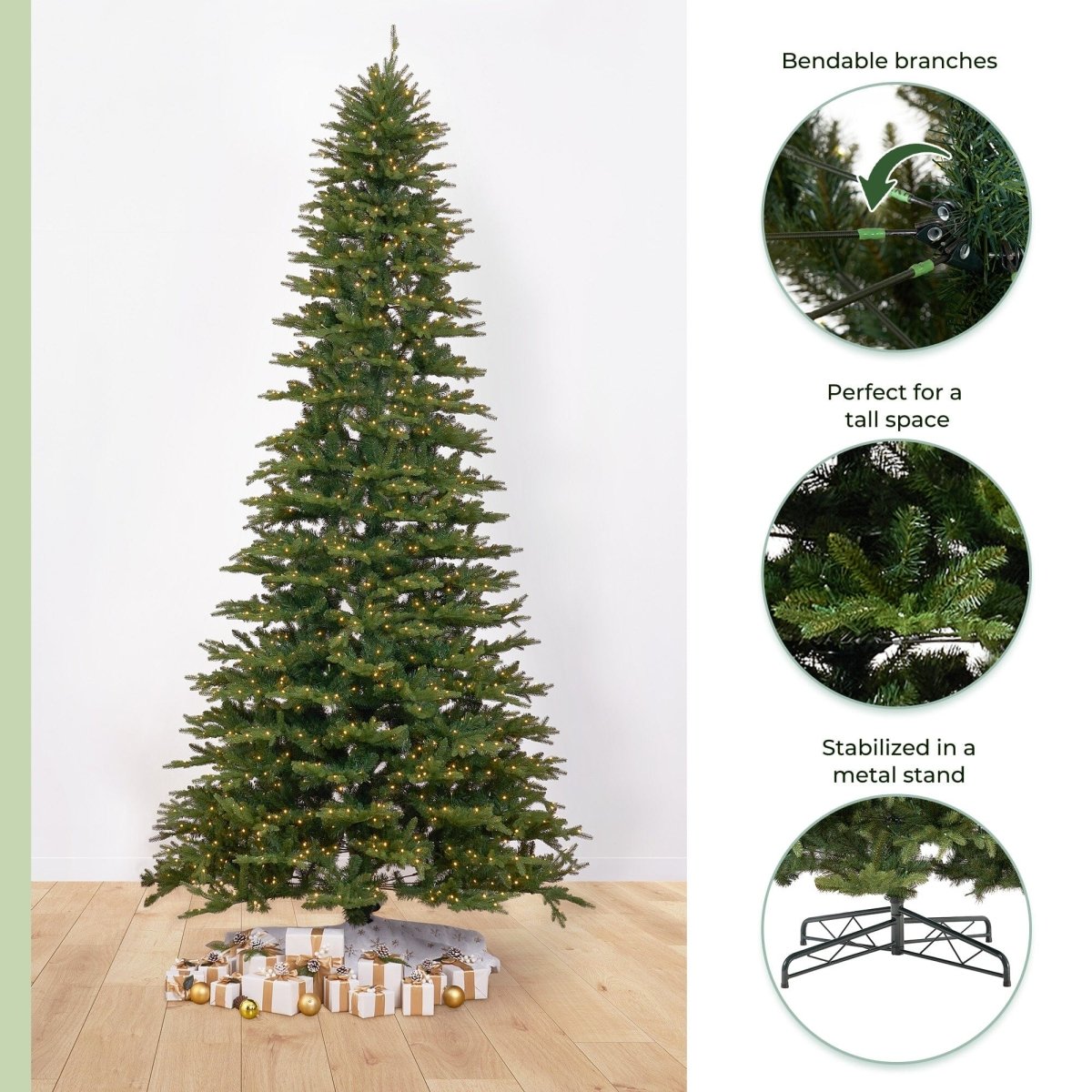 12' Belgium Fir Artificial Christmas Tree with 1500 LED Lights & 4962 Branches - Ed's Plant Shop