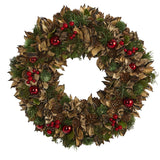 15” Holiday Artificial Wreath with Pine Cones & Ornaments – Festive Décor for Any Space - Ed's Plant Shop