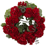 17” Artificial Geranium Wreath | Bold Floral Door Décor - Ed's Plant Shop