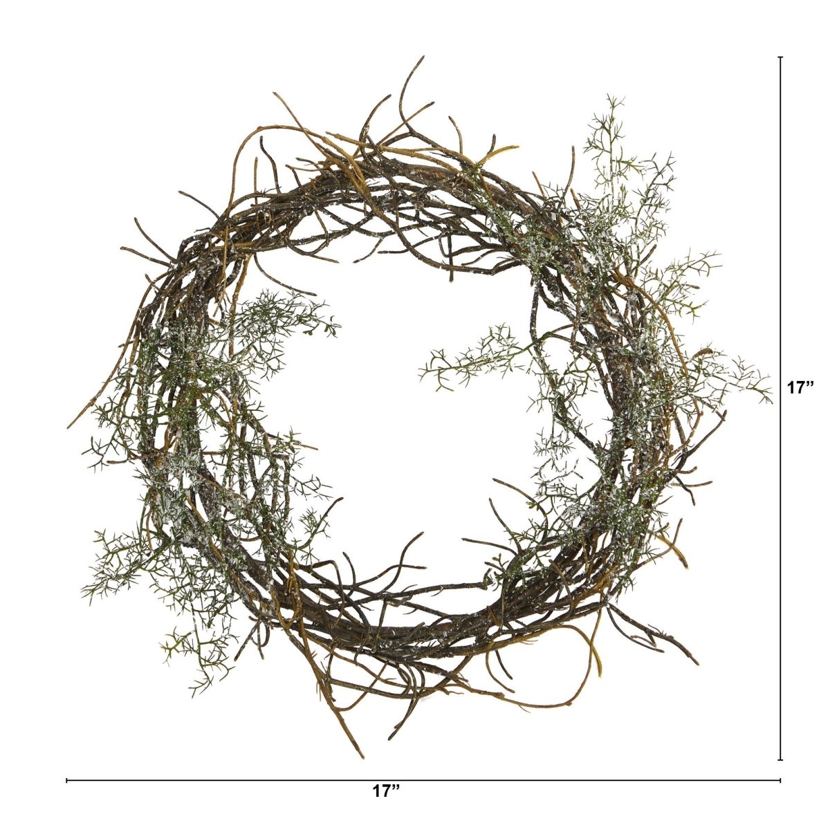 17” Frosted Twig Wreath | Seasonal Winter Décor - Ed's Plant Shop