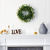 18” Eucalyptus and Dancing Daisy Double Ring Artificial Wreath | Year - Round Décor - Ed's Plant Shop