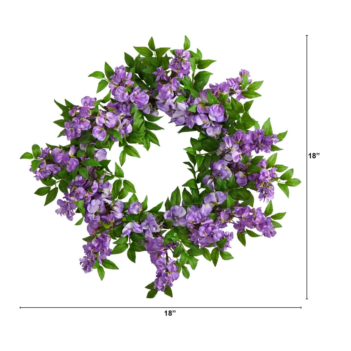 18” Wisteria Artificial Wreath – Stunning Purple Floral Décor - Ed's Plant Shop