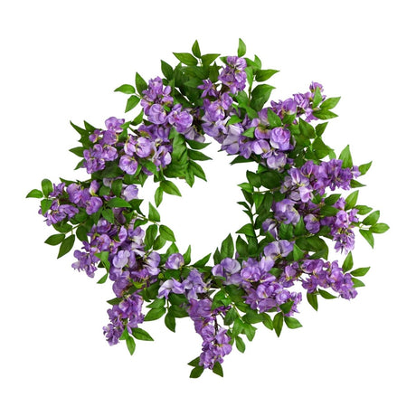 18” Wisteria Artificial Wreath – Stunning Purple Floral Décor - Ed's Plant Shop