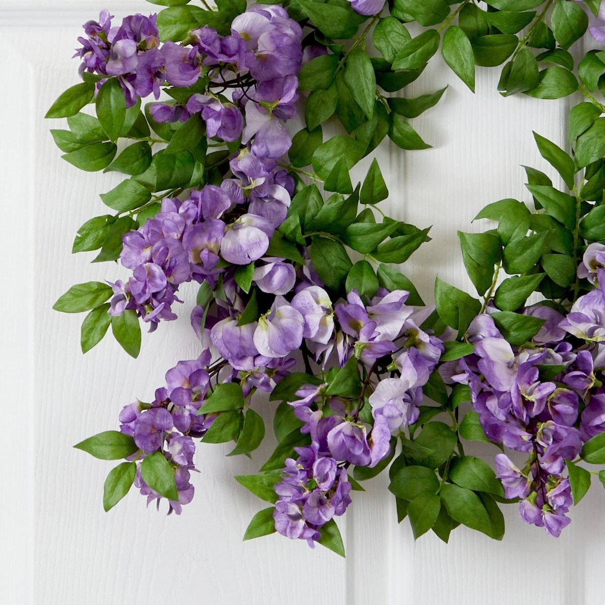 18” Wisteria Artificial Wreath – Stunning Purple Floral Décor - Ed's Plant Shop