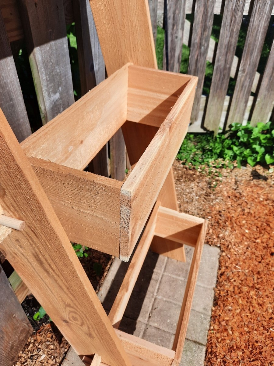2 - Tier Vertical Cedar Ladder Planter Box for Small Spaces - Ed's Plant Shop