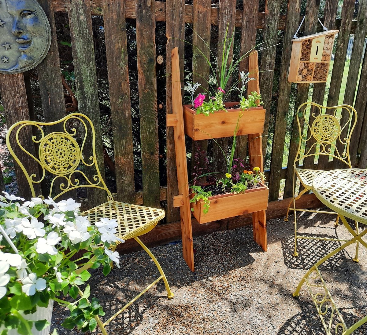 2 - Tier Vertical Cedar Ladder Planter Box for Small Spaces - Ed's Plant Shop