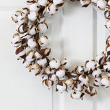 20” Cotton Ball Wreath | Soft, Elegant Bedroom Décor - Ed's Plant Shop