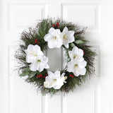 20 - in Cedar, Amaryllis and Ruscus with Berries Artificial Wreath - Ed's Plant Shop