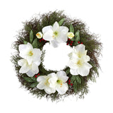 20 - in Cedar, Amaryllis and Ruscus with Berries Artificial Wreath - Ed's Plant Shop