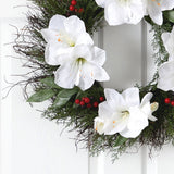 20 - in Cedar, Amaryllis and Ruscus with Berries Artificial Wreath - Ed's Plant Shop