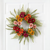 20" Mixed Flower Wreath | Vibrant Summer & Autumn Décor - Ed's Plant Shop