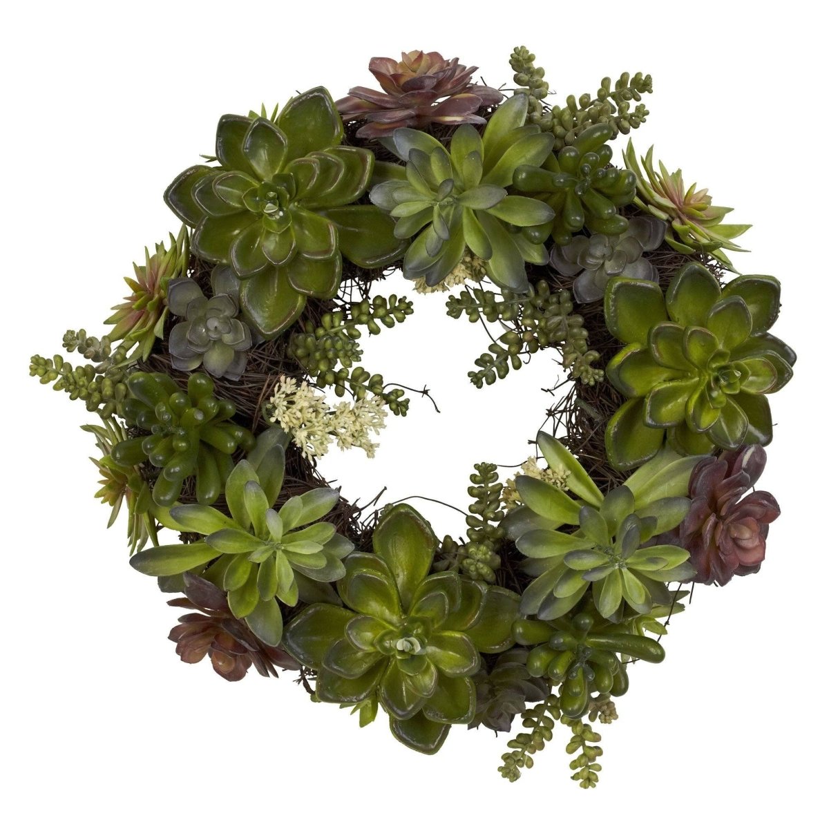 20" Succulent Wreath | Timeless Elegance with Magnolia Blooms - Ed's Plant Shop