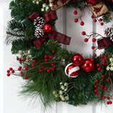 24'' Christmas Pine Artificial Wreath with Ornaments & Bow - Ed's Plant Shop