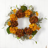 24'' Fall Hydrangea Artificial Autumn Wreath with Berries - Ed's Plant Shop