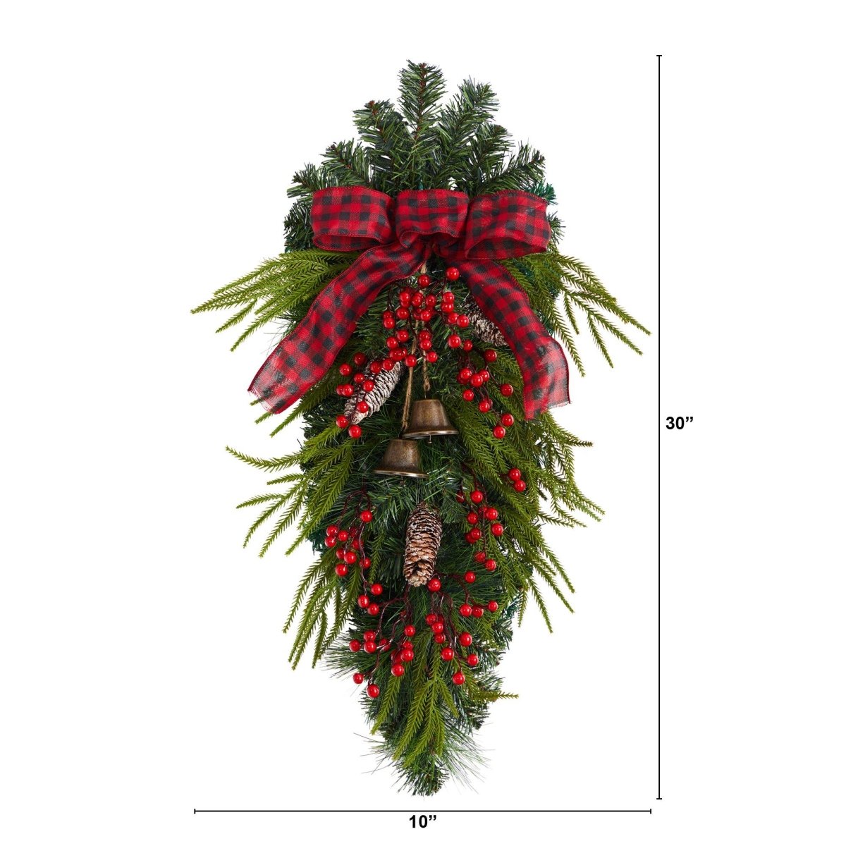 24'' Holiday Christmas Wreath with Pinecones, Berries & Bells - Ed's Plant Shop