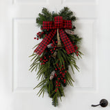 24'' Holiday Christmas Wreath with Pinecones, Berries & Bells - Ed's Plant Shop