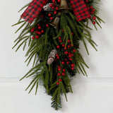 24'' Holiday Christmas Wreath with Pinecones, Berries & Bells - Ed's Plant Shop