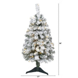 3' Flocked Rock Springs Spruce Artificial Christmas Tree with 50 LED Lights - Ed's Plant Shop