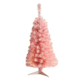 3’ Pink Artificial Christmas Tree with 50 LED Lights & 118 Bendable Branches - Whimsical Holiday Decor - Ed's Plant Shop