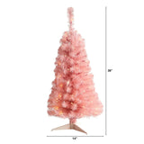 3’ Pink Artificial Christmas Tree with 50 LED Lights & 118 Bendable Branches - Whimsical Holiday Decor - Ed's Plant Shop