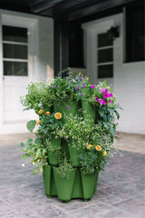 3-Tier GreenStalk Original Vertical Planter with Basket Weave Texture in Evergreen – front view