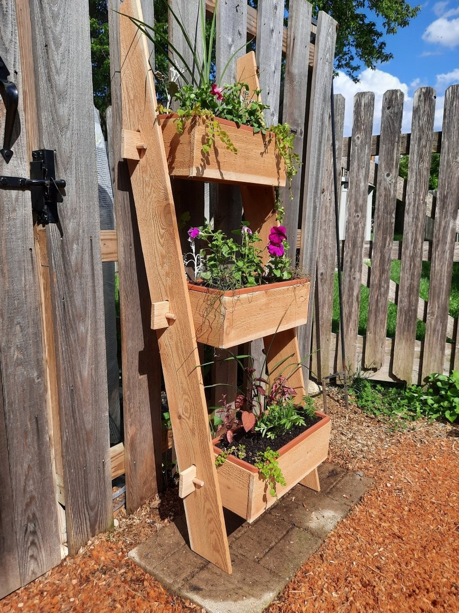 standing planter pot 3-Tier Vertical Cedar Standing Planter Box