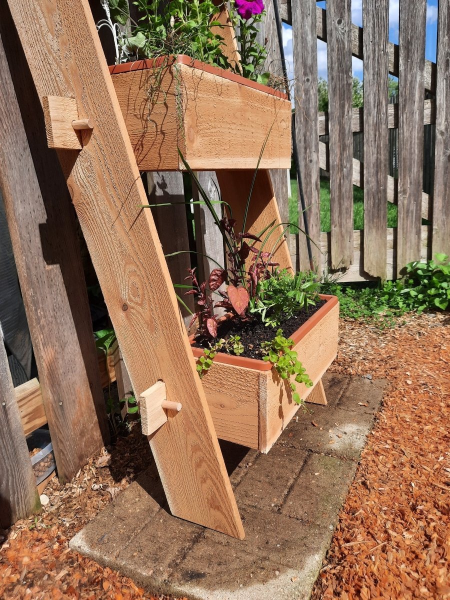 3 - Tier Vertical Cedar Standing Planter Box - Ed's Plant Shop
