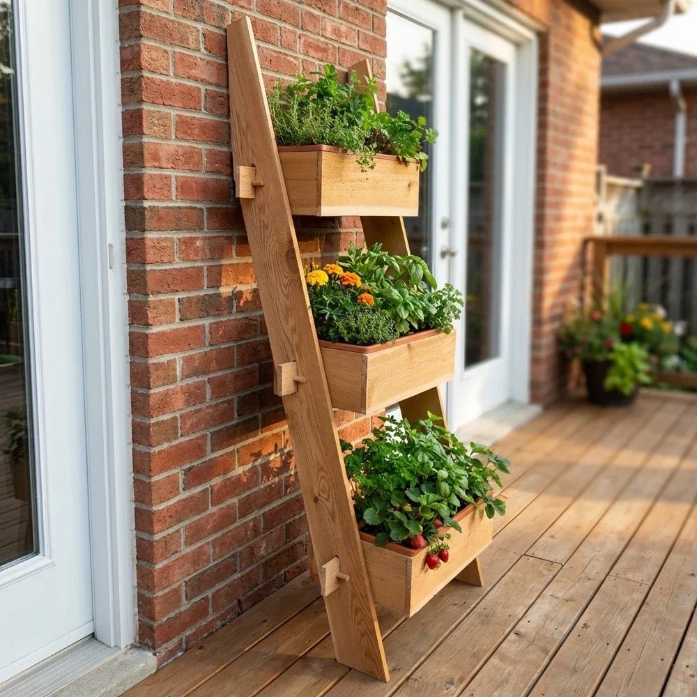 3 tier indoor planter 3-Tier Vertical Cedar Standing Planter Box