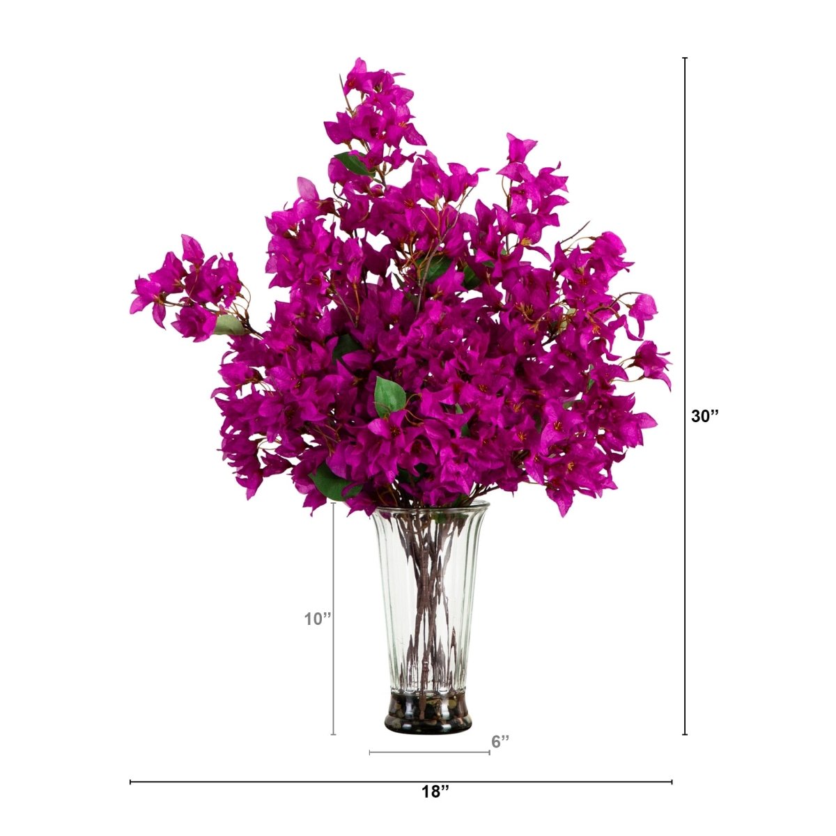 30” Artificial Bougainvillea Arrangement in Glass Vase - Ed's Plant Shop