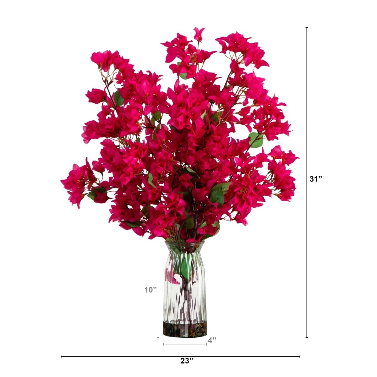 31” Artificial Pink Bougainvillea Arrangement in Vase | Elegant Floral Décor - Ed's Plant Shop