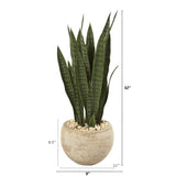 32 - in Sansevieria Artificial Plant | Sand - Colored Planter - Ed's Plant Shop