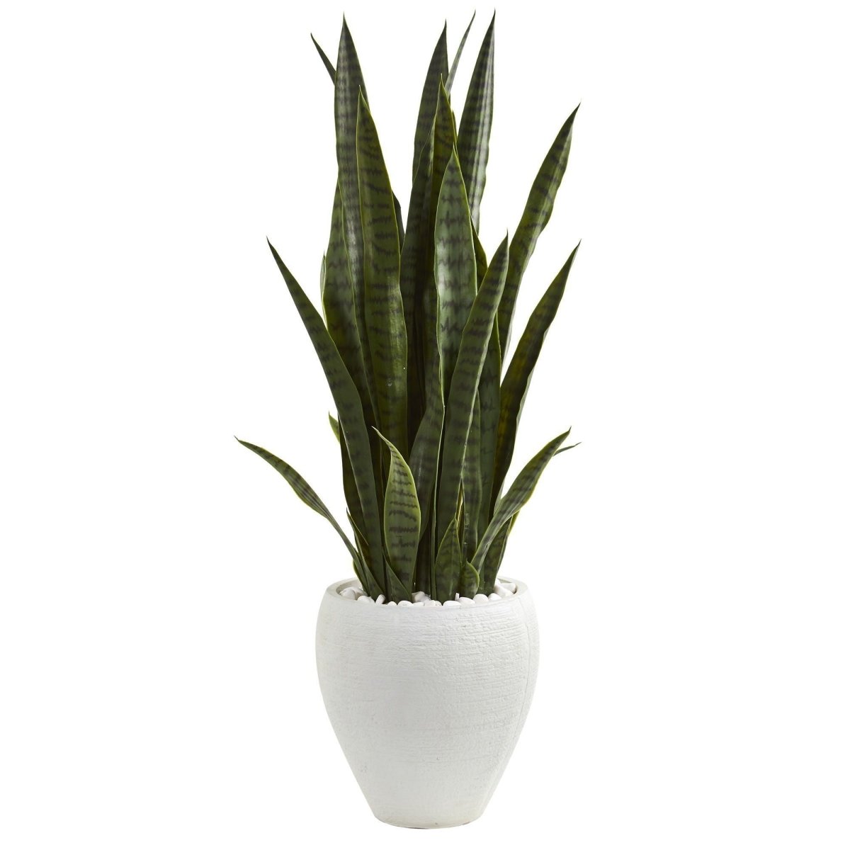 faux sansevieria snake plant Nearly Natural 3.5 ft. Artificial Sansevieria Plant in White Planter