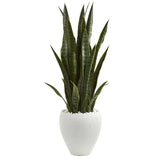artificial snake plant in white pot Nearly Natural 3.5 ft. Artificial Sansevieria Plant in White Planter