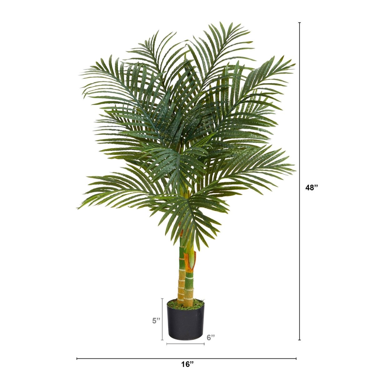 4’ Double Stalk Golden Cane Artificial Palm Tree - Ed's Plant Shop