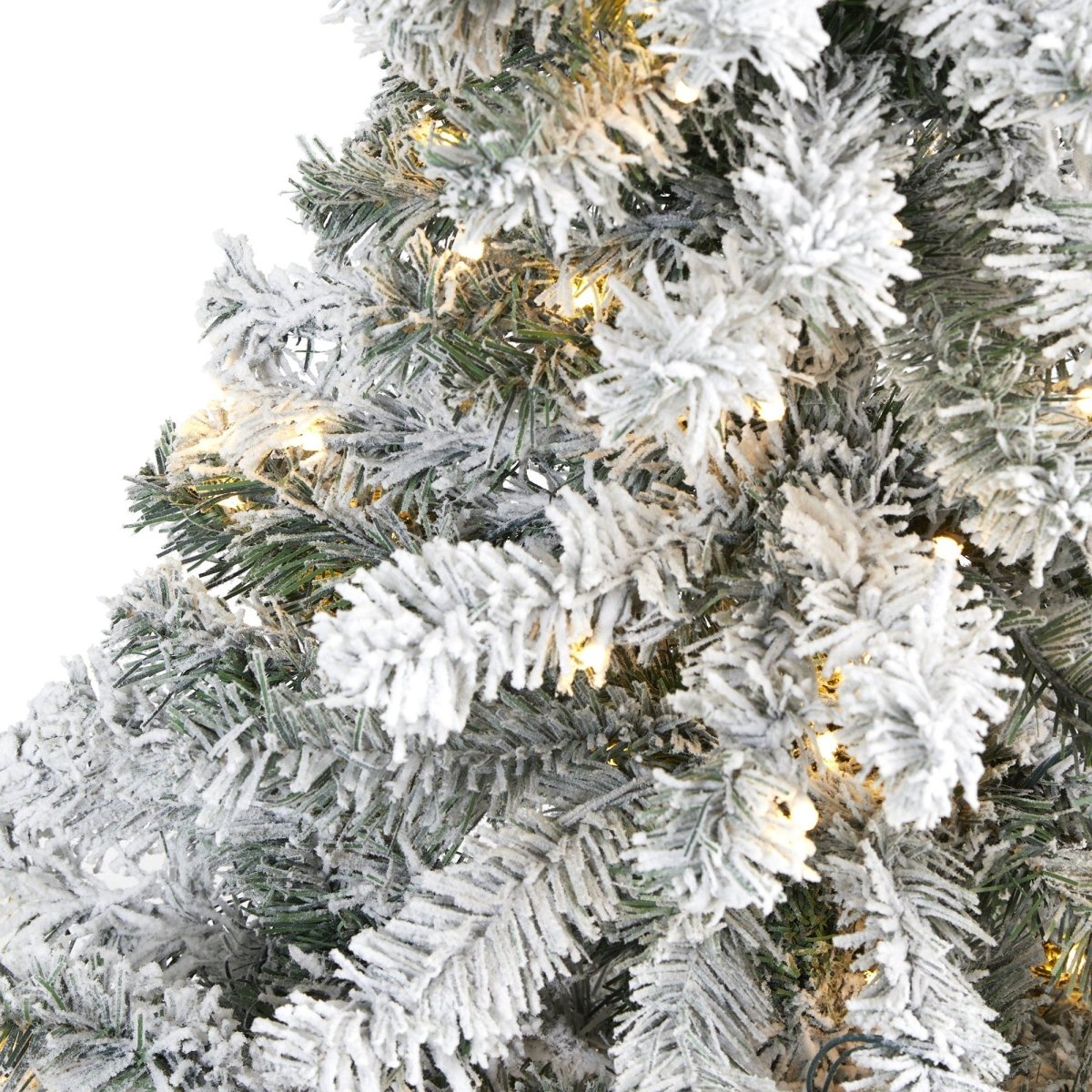 4’ Flocked Rock Springs Spruce Artificial Christmas Tree with 100 Clear LED Lights - Ed's Plant Shop