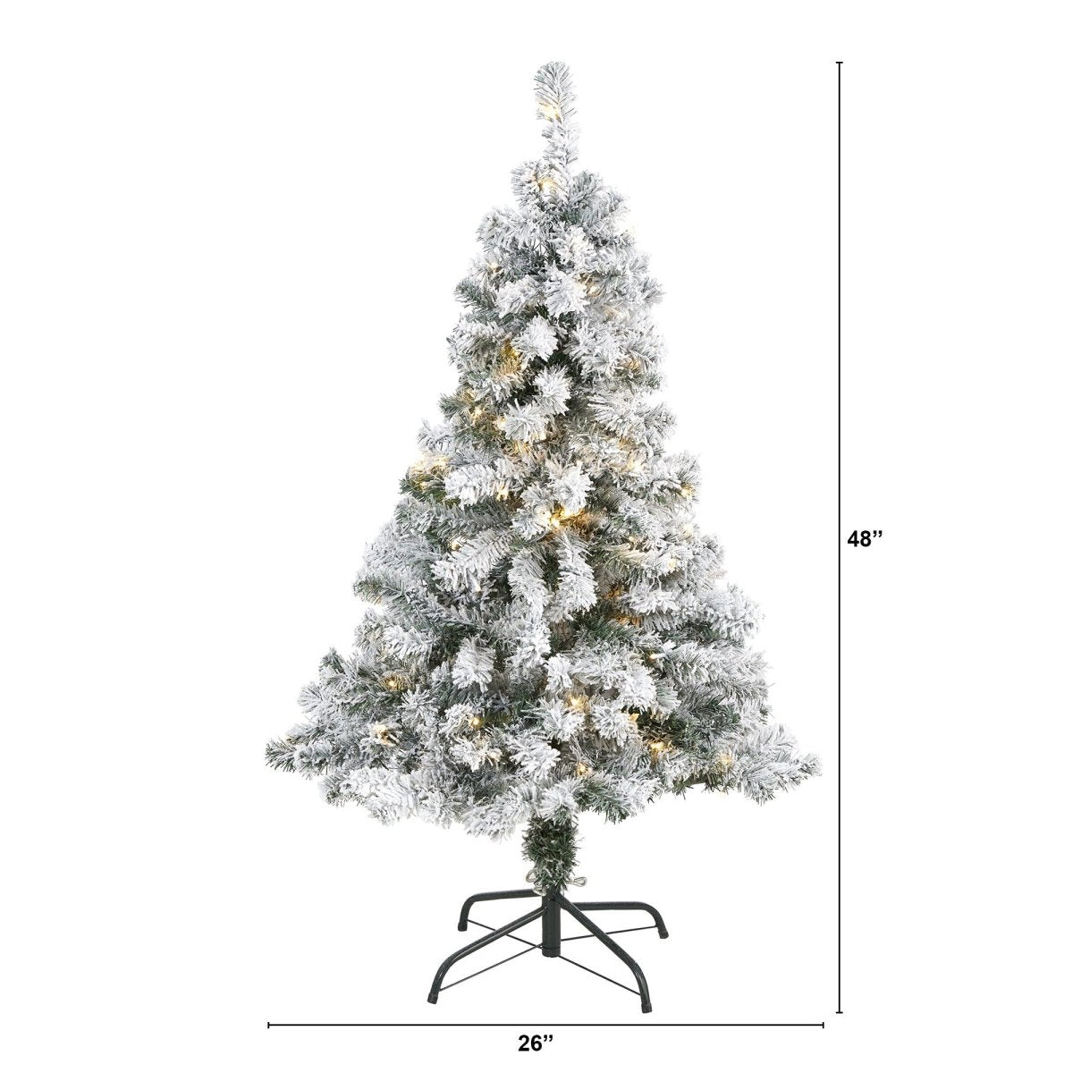 4’ Flocked Rock Springs Spruce Artificial Christmas Tree with 100 Clear LED Lights - Ed's Plant Shop