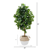 4.5 - ft Artificial Ficus Tree with Double Trunk in a Handmade Cotton & Jute Basket DIY KIT - Ed's Plant Shop