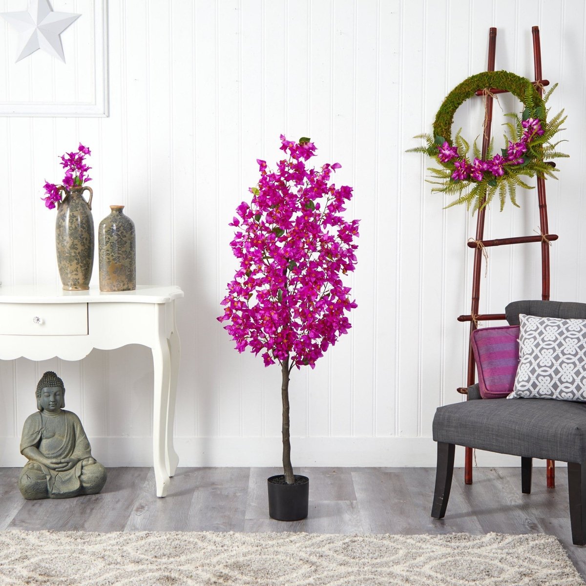 5’ Bougainvillea Artificial Tree | Vibrant & Lifelike Floral Décor - Ed's Plant Shop