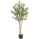 Artificial olive tree in a pot on a white background