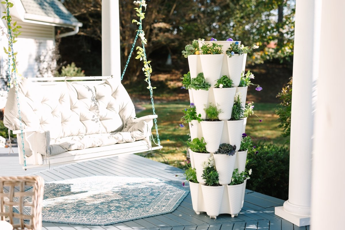 5 Tier GreenStalk Garden Original Vertical Planter - Basket Weave Texture - Ed's Plant Shop