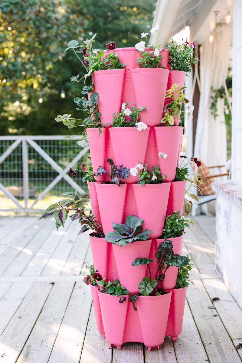 5 Tier GreenStalk Garden Original Vertical Planter - Basket Weave Texture - Ed's Plant Shop
