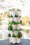 5-Tier GreenStalk Original Vertical Planter in Snow – Basic Texture vertical garden tower with deep planting pockets.